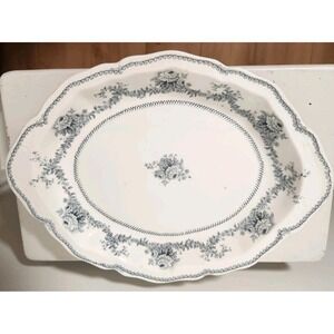 Vtg Johnson Brothers England Raleigh Blue Floral Platter Transferware Rd No 2419